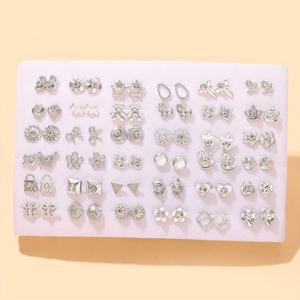 TEMU 랜덤 컬러 36쌍 세트 - 꽃, 하트, 딸기 패턴 스터드 귀걸이 여성용 - 패셔너블 멀티피스 선물박스, 데일리웨어 및 파티용