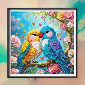 TEMU 불규칙 인공 라인스톤 자수 크로스 스티치 프레임리스 - 셀프 디자인 동물 테마 두 마리 아름다운 새, 거실 침실 벽 및 책상 장식용 5D 큐브 DIY 페인팅, 완벽한 공예 선물 세트