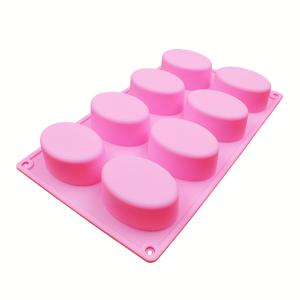 TEMU 1pc 실리콘 샴푸 몰드, 8구형 오발 모양, 촛불, 무스, 케이크 베이킹, DIY 공예 도구에 적합한 열 저항성