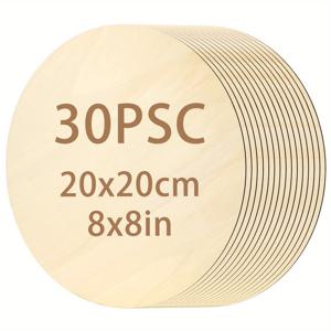 TEMU 30 8x8 인치 라운드 나무 판지 - DIY 미완성 나무 슬라이스, 도어 사인, 홈 데코, 선물, 레이저 컷, 페인트 준비, 홈 데코 용 크래프트 공급