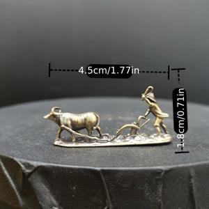 TEMU 황동 농부가 밭을 갈고 소를 키우는 장식품. 미니어처 수조 조경 장식. 기이한 돌. 분재 암석. 죽은 산. 물