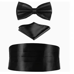 TEMU 남성용 셀프 타이 보우 타이, Cummerbund, 포켓 스퀘어 3종 세트 | 웨딩 택시 정장에 어울리는 우아한 액세서리, 신랑 및 신부님을 위한 적합한 선택.