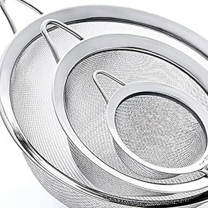 TEMU 3pcs 헤비듀티 스테인리스 스틸 메쉬 스트레이너 세트 (미세 & 대형 구멍) - 헤비듀티 201 등급 콜랜더, 리들 & 체, 레스토랑, 상업용 - 식기세척기 사용 가능, 내구성 있는 과일, 채소, 파스타, 수프용 드레이너