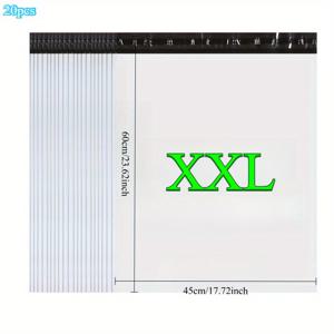 TEMU 20개 화이트 폴리에스터 우편 봉투, 초강력 자체 밀봉 클로저가 있는 다양한 사이즈의 소형 및 대형 소포/패키지 용 봉투 - 상업용 물류 파우치 & 의류 운송 캐리어 – 강화된 가장자리로 찢김 방지, 의류 품목/이사 서비스 전자상거래 여행에 적합, 내구성 있는 소재,사업주