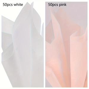 TEMU 100매 (흰색 50매 + 분홍색 50매) 꽃 포장지, 풀아웃 단색 포장 안감지, 꽃집 꽃 재료 선물 포장지, 웨딩 포장지, 크리스마스 포장지, 포장지
