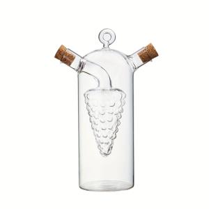 TEMU 1개 2-in-1 코르크 마개 오일 및 식초 디스펜서, 투명 유리 올리브 오일 병, 주방 요리용, 듀얼 노즐 디자인 오일 병, 식당용 조미료 2가지 종류 보관에 적합.