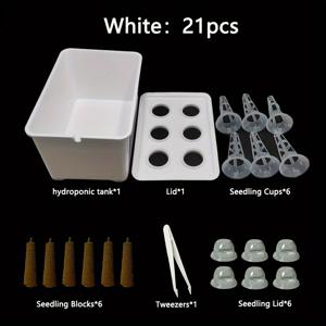 TEMU 21피스 수경 재배 시스템 - 육묘 화분, 재배 상자, 컵/블록/뚜껑 & 핀셋 포함 - 실내/소공간용 채소, 허브, 양상추, 토마토 재배 (흙 필요 없음)