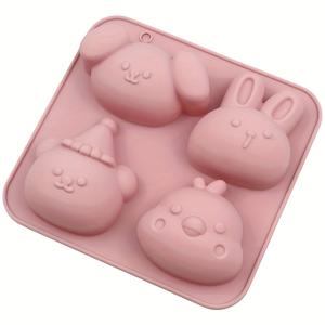 TEMU 3D 4-in-1 귀여운 애완 동물 베이킹 몰드 (무스 케이크, 초콜릿 소프트 캔디, 푸딩, 수제 비누, 얼음 큐브용); 내열성, 변형이 쉬워지지 않음, 세척 용이, 분리 용이.