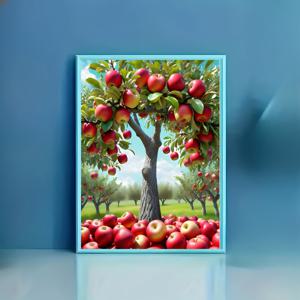 TEMU 사과 나무 5D 풀 드릴 페인팅 키트, 초보자를 위한 라운드 자수 예술, 편안한 DIY 공예, 도구가 포함된 완벽한 세트, 가정 사무실 거실 침실 주방 장식, 식물 테마 캔버스|보석십자수