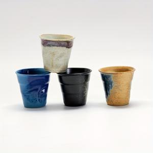 TEMU 4pcs Ins Style Kiln-변형 세라믹 커피 컵 세트, 220ml*4 아침 식사 컵/물 컵, 가정 사무실 카페 휴일 파티 다중 위치 사용에 적합, 편안한 그립, 고가의 물 컵 패키지