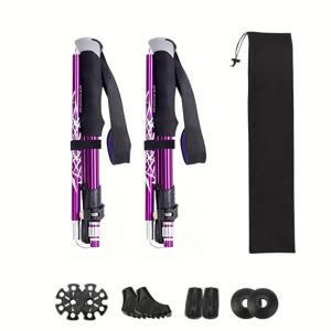 TEMU 남녀공용 초경량 트레킹 폴 2개 팩 - 접이식 트레킹 폴 및 보관 가방 포함, 알루미늄 합금 워킹 스틱, 교체용 팁 포함|등산가방