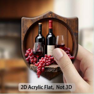 TEMU 1개 와인 테마 냉장고 자석 - 강력한 아크릴 와인 & 코르크 디자인, 포도 송이, 버건디 와인 잔 - 냉장고, 냉동고, 냉장고 문용 강력한 자석 고정 - 와인 애호가를 위한 장식용 (2D 평면, 무형)