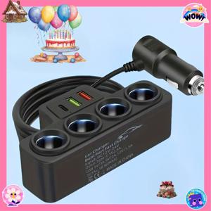 TEMU 1개 다기능 네포트 차량용 충전기 | 듀얼 USB + 1 Type-C 포트, 고속 충전 기술, 범용 호환성, ABS 소재, 12-24V 작동 전압, 배터리 미포함