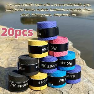 TEMU 20개 내구성 강한 미끄럼방지 PU 그립 테이프, 배드민턴 라켓 및 테니스 라켓, 낚싯대용, 휴대 간편 설치 그립 커버