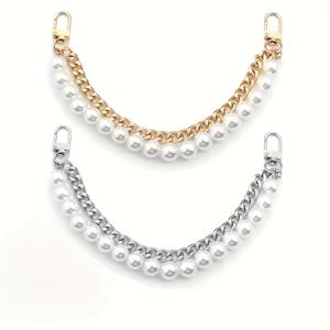 TEMU 펜던트가 있는 지갑 연장 체인 2개 세트. 핸드백 장식을 위한 짧은 손잡이 교체 스트랩으로 디자인되었으며 길이는 30cm입니다. 지갑 공예 재료, DIY 지갑 제작에 이상적입니다.