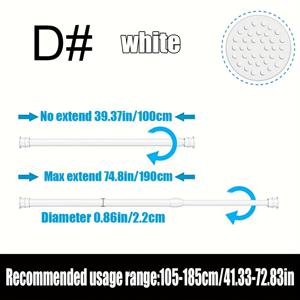 TEMU (신규 업그레이드) 1개 다기능 무드릴 텔레스코픽 로드, 확장 및 두꺼운 샤워 커튼 로드, 헤비듀티 조절 가능 스프링 로드, 텐션 로드, 사용 및 설치 쉬움, 캐비닛 지지 로드, 도어 커튼, 커튼, 옷장, 샤워 커튼에 적합 - 욕실 액세서리|샤워커튼