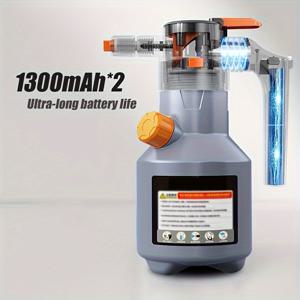 TEMU 67.63Oz 고성능 노즐이 장착된 전동 자동 분무기 - 75° 광각 스프레이, USB 충전식, 대용량 물탱크, 차량 및 가정 청소에 적합.