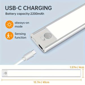 TEMU 1개 모션 센서 캐비닛 조명, 인덕션 라이트, 금속 소재 LED 무드등, 무선 자석형 옷장 조명, USB 충전식 벽걸이 조명 (주방/옷장/계단/복도용)|무드등