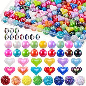 TEMU 300개 멀티 스펙 bead 액세서리 복숭아 하트 리본 액세서리 스페이서 비드 액세서리 주얼리 비딩 볼펜 비딩 액세서리 세트 (볼펜 제외)