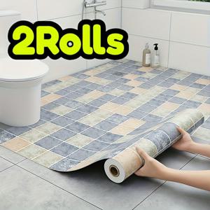 TEMU 2롤, 자가 접착식 스크래치 방지 및 쉽게 세척 가능한 고품질 블랙 & 화이트 그레이 그리드 비닐 벽 스티커, 바닥 및 벽 장식, 카운터탑 가구 리모델링, DIY 홈 데코, 탈부착 가능한 욕실, 주방 및 실내 바닥 매트