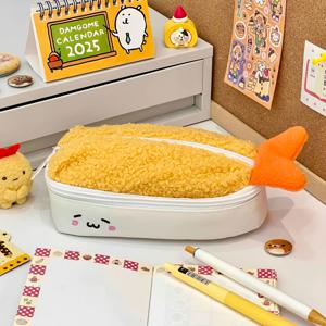 TEMU 귀여운 새우 플러시 메이크업 파우치 지퍼 포함 - 여성, 청소년을 위한 부드러운 화장품 정리함, & 화장품 보관, 사랑스러운 새우 모양 파우치|파우치