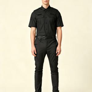 TEMU Josh Mei OBM 블랙 퀵 드라이 택티컬 훈련 유니폼 세트, 반팔 인스트럭터 복장, 다용도 포켓 보안 유니폼, 여름 근무, 하이킹, 목재 수확, 제련, 캠핑, 스포츠, 낚시, 팀 스포츠, 신체 훈련에 적합