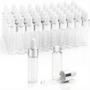 TEMU 100개 3ml/5ml 투명 유리 드로퍼 병 - 필수 오일, 향수, 화장품 샘플용 빈 비알, 유리 눈물 드로퍼가 있는 유리 눈물 드로퍼, 재충전 가능하고 누출 방지 디자인, 필수 오일, 향수 샘플, 향수 병에 이상적입니다. | 투명 컨테이너 | 내구성 있는 유리 재료|향수