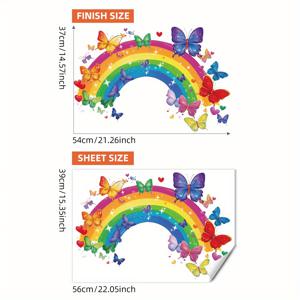 TEMU 1개 자체 접착식 탈부착 벽 스티커 - 무지개 아치, 다리, 별 & 줄무늬 PVC 스티커, 불규칙한 모양, 방, 문, 벽, 바닥, 천장용, 탈부착 벽지 39*56cm