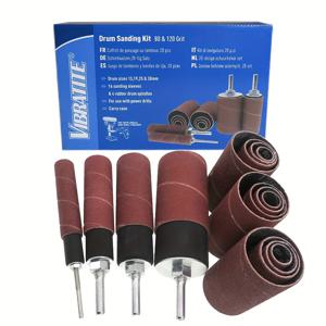 TEMU 6/20개 샌딩 드럼 세트 (고무 만드렐 포함), 중간 입자 코룬듀ム 샌딩 슬리브 세트 (광택, 목공 및 DIY 도구용)