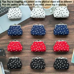 TEMU 12개 귀엽고 심플한 물방울 무늬 여성용 동전 지갑 및 클립 가방, 다기능 창의적인 스타일리시 키 홀더, 동전 파우치, 다용도 소형 지갑, 파티 선물 가방.