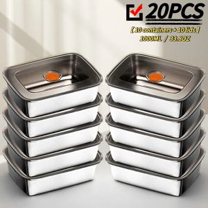 TEMU 내구성 강한 스테인리스 스틸 20pcs/세트 식품 용기 (10개 용기 + 10개 뚜껑) - 1000ml 세트, 잠금 뚜껑, 누수 방지, 식기세척기 및 냉동고 안전, 도시락 준비, 캠핑, 다이어트용; 다용도 사용 가능, 스택 가능, 다이어트 계획, 캠핑 필수품, 누수 방지 디자인, 튼튼한 구조, 사무실 점심, 가정 요리|냉동고|식기세척기|식기세척기