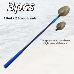 TEMU 3개 세트 텔레스코픽 낚시 피더 (1개 로드 + 2개 스쿱 헤드) 조절 가능한 미끼 캐스팅 스쿱 장거리 정밀 미끼 발사기 고감도 피딩 스쿱 미끼 탐지 전용 도구 다기능 미끼 전달 시스템