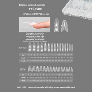 TEMU 180개/박스 샌드위치 네일 팁, 혁신적인 디자인과 중간층 성형으로 연장 가능, 오벌과 롱 스틸레토 프레스온 네일 팁, 전문가용 네일 아트 도구 키트, 보관함 포함 풀 사이즈, 얇은 디자인, 내구성 있는 연장 몰드, 전문 네일 도구 세트, 롱 스틸레토와 아몬드 네일 연장에 적합, 여성용 네일 아트 키트