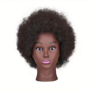 TEMU 아프리카 스타일 인형 머리 (실인형 머리) - 곱슬머리, 브레이딩, 스타일링, 훈련용 리얼 곱슬머리, 디스플레이 스탠드 포함, 미용사, 미용실, 미용학원용
