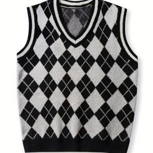 TEMU 캐주얼 패션 남성 니트 조끼