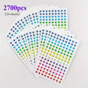 TEMU 2700 귀여운 색상 별 모양 스티커 - DIY 장식 스티커, 사무실 노트북을 레이블링하기에 완벽한 혼합 색상 레이저 플래너 장식 스티커, 사무실이나 교실에서 효율적인 조직과 화려한 장식에 이상적입니다.
