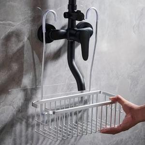 TEMU 벽걸이 욕실 선반 - 스테인리스 샤워용, 조립 불필요, 공간 절약형 선반 유닛, 샤워기, 욕조 및 세면대 정리용