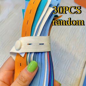 TEMU 30/50개/세트, 랜덤 색상, 튼튼한 캔버스 탄성 보관 스트랩, 조절 가능한 버튼 - 의류 보관, 여행 가방 공간 절약, 서랍 및 옷장 정리, 침구류 고정에 적합.
