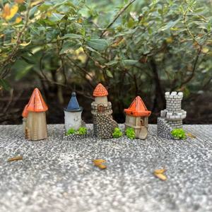 TEMU 미니어처 정원 장식 - 탑이 있는 마법의 성, 이끼 덮인 나무 & 꽃 장식 - 실내/실외 가정용 하우스 모델, 정원