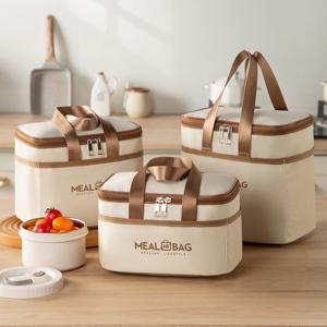 TEMU 3개 들이 단열 도시락 가방 (어깨 스트랩 포함) | 튼튼한 옥스포드 천, 강화 손잡이 및 메시 포켓, 컴팩트한 사각 디자인, 학교, 사무실 및 여행에 적합, 비식품 접촉