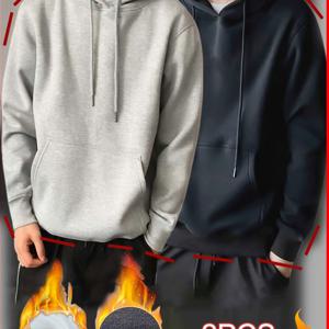 TEMU 남성용 후드 스웨트셔츠 - 부드러운 플러시 풀오버 후드티, 긴소매 캐주얼 겨울 스웨터 (전면 포켓), 데일리 및 포멀룩을 위한 루즈핏 후드티 - - 추운 날씨 의류, 스웨터 후드티, 편안한 의류로 제공