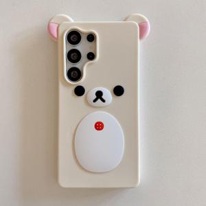TEMU 귀엽고 재미있는 플랫 베어 실리콘 휴대폰 케이스, 삼성 갤럭시 S24/S25/S24 플러스/S25 플러스/S24 울트라/S25 울트라 호환.