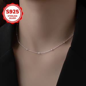TEMU S925 스테인리스 실버 비즈 목걸이 | 우아하고 심플한 디자인, , 휴가, 파티, 생일, 졸업식, 발렌타인데이, 어버이날, 크리스마스 선물로 완벽|은목걸이