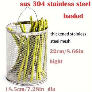 TEMU 손잡이가 있는 304 스테인리스 스틸 필터 바구니 - 주방 파스타, 야채, 과일용 콜랜더 스트레이너 - 주방 세척 바구니, 과일 바구니, 공간 절약, 세척 용이, 녹 방지, 내구성 있는 주방 액세서리 보관 바구니, 튀김 바구니