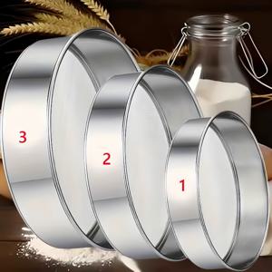 TEMU 스테인리스 스틸 밀가루 체, 20/23.5/26.8cm, 3pcs 세트 - 베이킹용 미세망 아이싱 슈거 체, 쌀, 곡물 & 채소 거름망 - 대형 주방 스트레이너 (40메쉬)