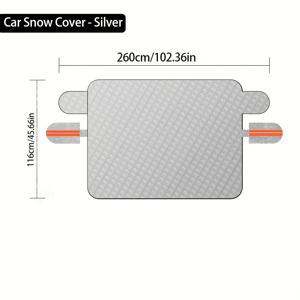 TEMU 두꺼운 방수 차량 앞유리 눈 덮개 | 5개의 자석 장착, 햇빛, UV선 및 눈으로부터 보호, 폴리에스터 소재, 범용 사용 가능