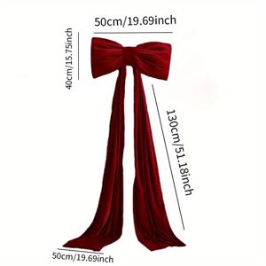 TEMU 1개 대형 럭셔리 플러시 벨벳 자이언트 크리스마스 리본 - 크리스마스 트리, 벽, 파티 장식용 와이드 와이드 리본 - 튼튼한 커팅 및 스티치 가장자리 - 하우스웜밍 선물 (연중 사용 가능)