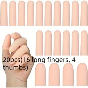 TEMU 20개 실리콘 손가락 커버, 촉촉하고 갈라짐 방지, 두꺼운 엄지 커버, 필기 보호 손가락 슬리브