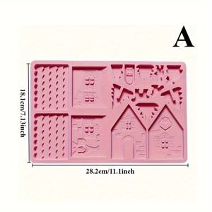 TEMU 1개 실리콘 진저브레드 하우스 베이킹 몰드 - 초콜릿 케이크, 쿠키, 수제 비누용 다용도 디저트 트레이, 휴일 사탕, DIY 생일 간식, 선물 장식에 완벽함