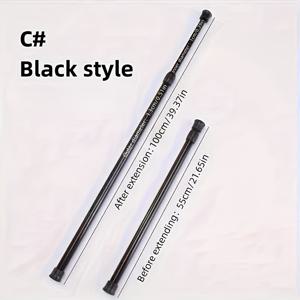 TEMU 1개 드릴 없는 텔레스코픽 로드 내장 스프링, 커튼, 수건, 옷장용 벽걸이 금속 행잉 로드 - 블랙 & 화이트 옵션, 5파운드 용량, 욕실, 침실, 사무실용 쉬운 설치, 옷장 행잉 로드 | 모던 홈 액세서리 | 금속 구조